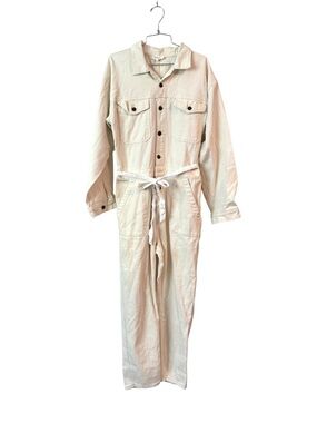 Bohme Utility Jumpsuit with Waist Tie Neutral Cream Size L Military Inspired
